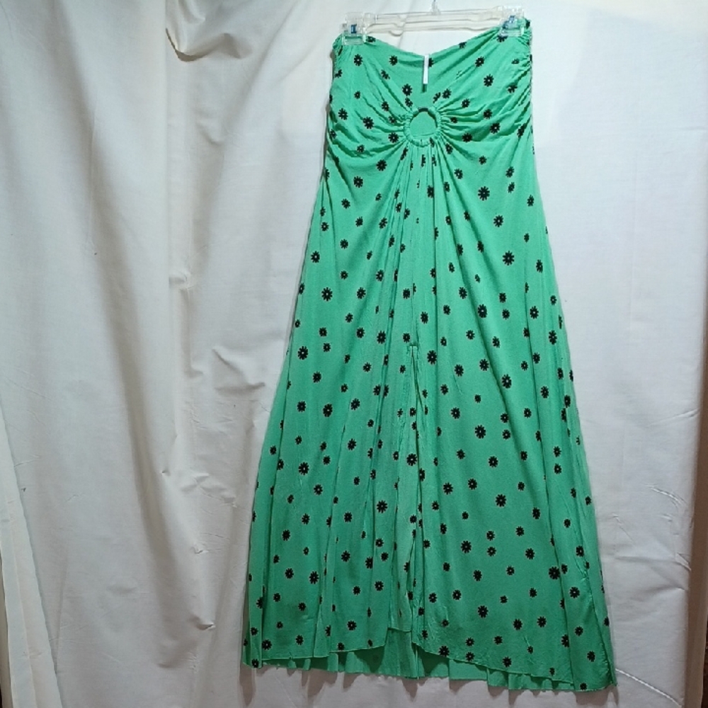 Free People Strapless Maxi Dress Green Boho Large Knit